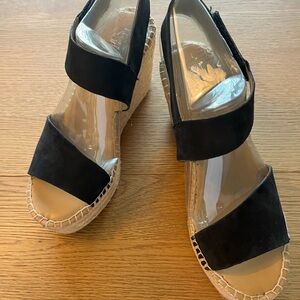 Franco Sarto Tulsa Black Wedge Sandals with Straps